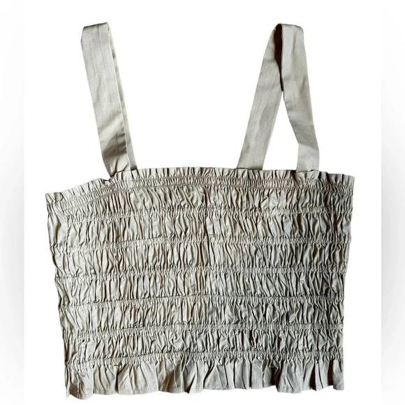 J. Crew Smocked Crop Tank Top Women’s Size Small NWT Tan Nude - Picture 6 of 13